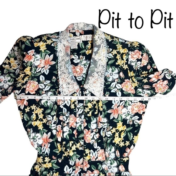 Karin Stevens Petites Vintage 80’s Floral Lace Embellished Midi Dress Size 12 - Picture 11 of 16